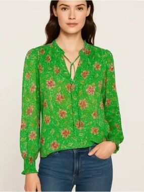 JOIE Women’s Green Pink Floral Blouse